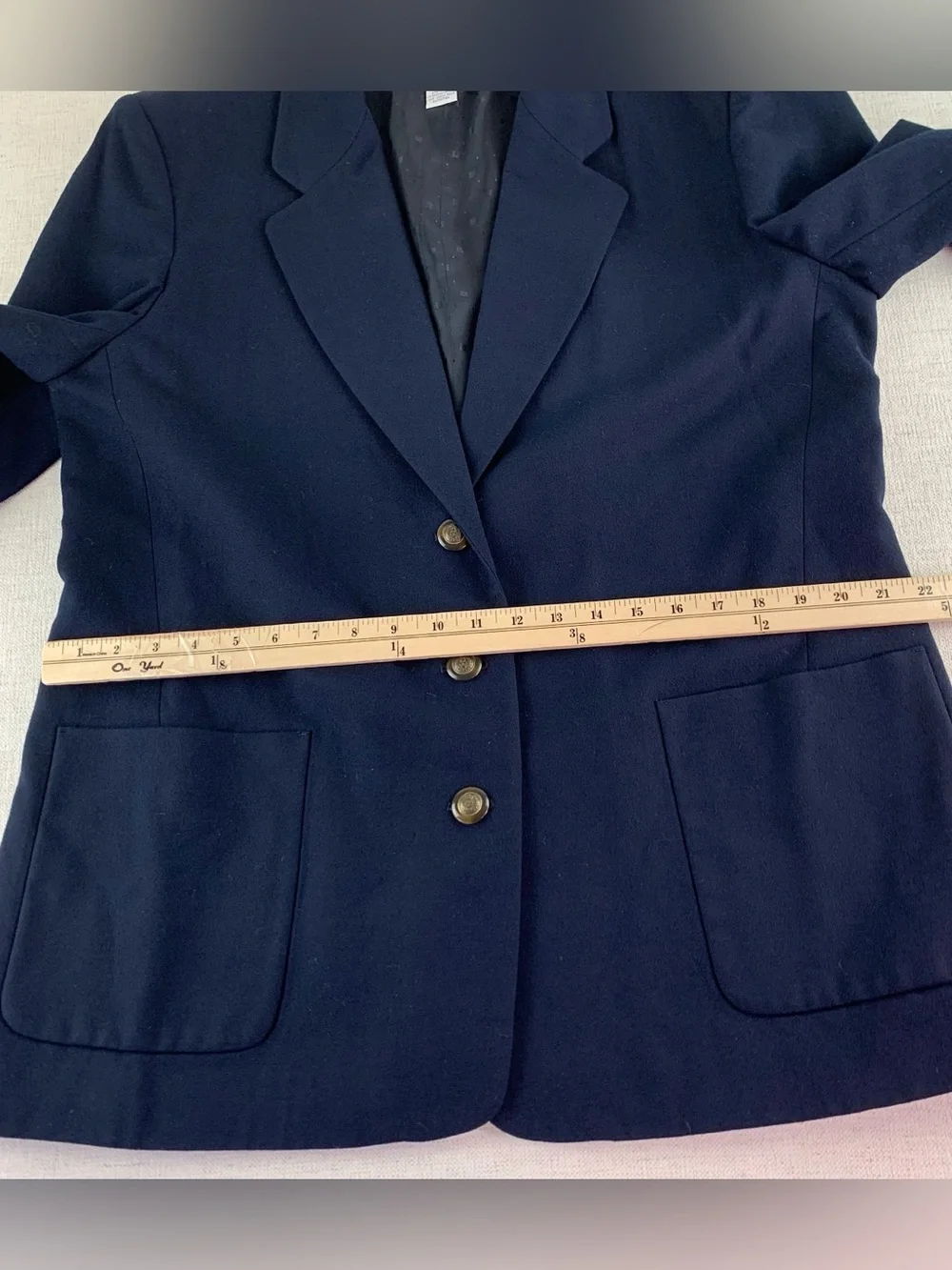Talbots women's Classic 100% wool Blazer size 16 in navy blue Made in USA